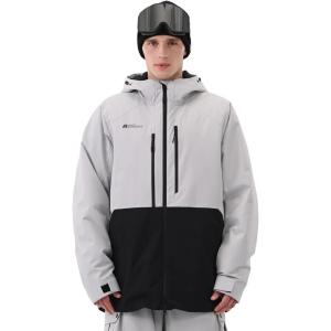 Mens Ski Jacket Snowboard 3L Coat Baggy Waterproof Windproof Warm Insulated Snow Winter Hooded(Gray Black)