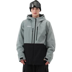 Mens Ski Jacket Snowboard 3L Coat Baggy Waterproof Windproof Warm Insulated Snow Winter Hooded(Green Mountain Black)