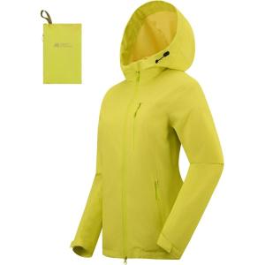 Rain Jacket Women Packable Lightweight Waterproof Raincoat with Hood Coat Hiking Cycling Travel Windbreaker(Fluorescent Green)