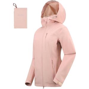 Rain Jacket Women Packable Lightweight Waterproof Raincoat with Hood Coat Hiking Cycling Travel Windbreaker(Light Pink)