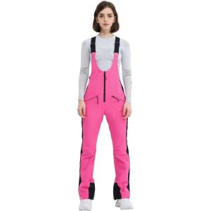 Ski Bib Pants for Women Snow Skinny Overalls Soft Shell Slim Fit Fitted Snowboard Suspenders Waterproof Warm(Hot Pink)