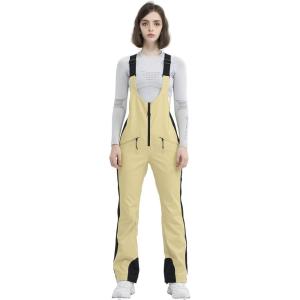 Ski Bib Pants for Women Snow Skinny Overalls Soft Shell Slim Fit Fitted Snowboard Suspenders Waterproof Warm(Light Khaki)