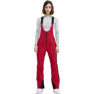 Ski Bib Pants for Women Snow Skinny Overalls Soft Shell Slim Fit Fitted Snowboard Suspenders Waterproof Warm(Red)