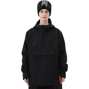Ski Hoodie Snowboard Pullover Jacket Snow Anarok Baggy Waterproof Windproof Insulated for Women Men(Black)