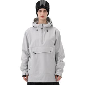 Ski Hoodie Snowboard Pullover Jacket Snow Anarok Baggy Waterproof Windproof Insulated for Women Men(Light Gray)