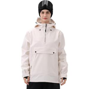 Ski Hoodie Snowboard Pullover Jacket Snow Anarok Baggy Waterproof Windproof Insulated for Women Men(Pink White)