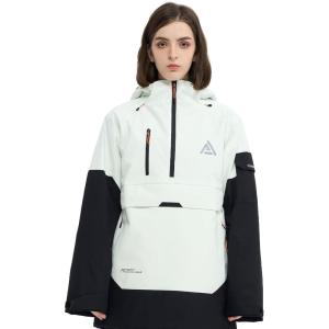 Ski Jacket Snowboard Anorak Coat Pullover Baggy Snow Hooded Insulated Hoodie Waterproof Warm for Women Men(Black-white)