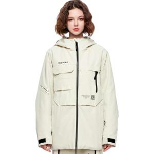 Ski Jacket Snowboard Coat Snow Winter Waterproof Insulated Windproof Baggy Warm Hooded Jacket for Men Women(Beige)