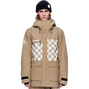 Ski Jacket Snowboard Coat Snow Winter Waterproof Insulated Windproof Baggy Warm Hooded Jacket for Men Women(Khaki and White)