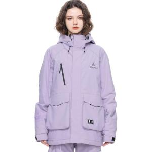 Ski Jacket Snowboard Coat Snow Winter Waterproof Insulated Windproof Baggy Warm Hooded Jacket for Men Women(Light Purple)