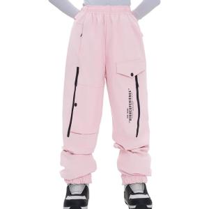 Ski Pants Snow Snowboard Pants Waterproof Insulated Baggy Windproof Hiking Winter Warm for Men Women(Pink)