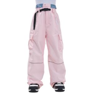 Snowboard Pants for Women Men Baggy Ski Pants Loose Warm Insulation Waterproof Windproof(Light Pink)