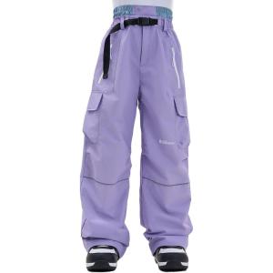 Snowboard Pants for Women Men Baggy Ski Pants Loose Warm Insulation Waterproof Windproof(Light Purple)