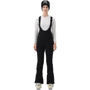 Womens Ski Bib Pants Skinny Soft Shell Snow Overalls Slim Fit Fitted Snowboard Insulated Waterproof Windproof(Black)