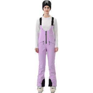 Womens Ski Bib Pants Skinny Soft Shell Snow Overalls Slim Fit Fitted Snowboard Insulated Waterproof Windproof(Light Purple)