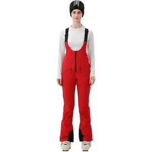 Womens Ski Bib Pants Skinny Soft Shell Snow Overalls Slim Fit Fitted Snowboard Insulated Waterproof Windproof(Red)
