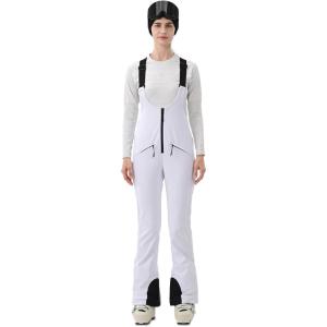Womens Ski Bib Pants Skinny Soft Shell Snow Overalls Slim Fit Fitted Snowboard Insulated Waterproof Windproof(White)
