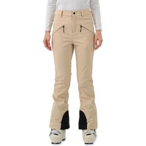 Womens Ski Pants Slim Fit Snow Fleece Lined Snowboard Soft Shell Fitted Insulated Waterproof Windproof Warm(Light Khaki)