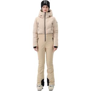 Womens Ski Suit One Piece Snowsuit Snow Slim Jumpsuits Snowboard Outfit Waterproof Insulated Winter Warm(Khaki)