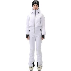 Womens Ski Suit One Piece Snowsuit Snow Slim Jumpsuits Snowboard Outfit Waterproof Insulated Winter Warm(White)