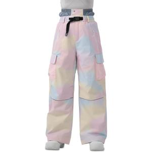 Snowboard Pants for Women Men Baggy Ski Pants Loose Warm Insulation Waterproof Windproof(Ice Cream Colors)